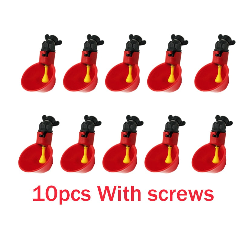 10 Pcs Poultry Water Drinking Cups Automatic Quail Chicken Drinking Plastic Chicken Fowl Drinker Cups Breeding Equipment Red Business & Industrial > Agriculture > Animal Husbandry > Livestock Feeders & Waterers 41.99 EZYSELLA SHOP
