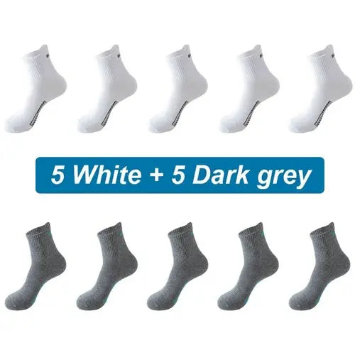 10Pairs New Men Socks Organic Cotton Breathable Sports Socks  Black 46-48Burgundy Socks 103.36 EZYSELLA SHOP