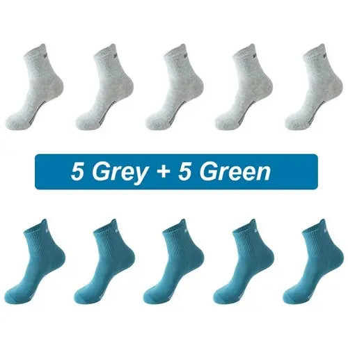 10Pairs New Men Socks Organic Cotton Breathable Sports Socks  Black 46-48LightGrey Socks 103.36 EZYSELLA SHOP