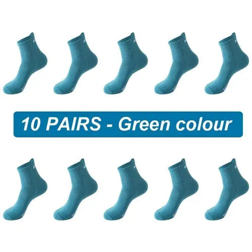 10Pairs New Men Socks Organic Cotton Breathable Sports Socks  Black 46-48Green Socks 103.36 EZYSELLA SHOP