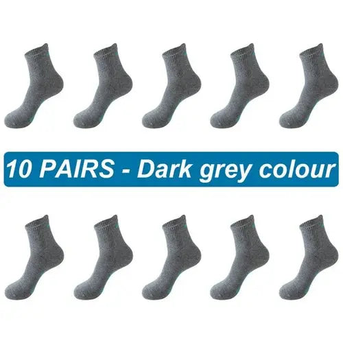 10Pairs New Men Socks Organic Cotton Breathable Sports Socks  Black 46-48DarkGrey Socks 103.36 EZYSELLA SHOP