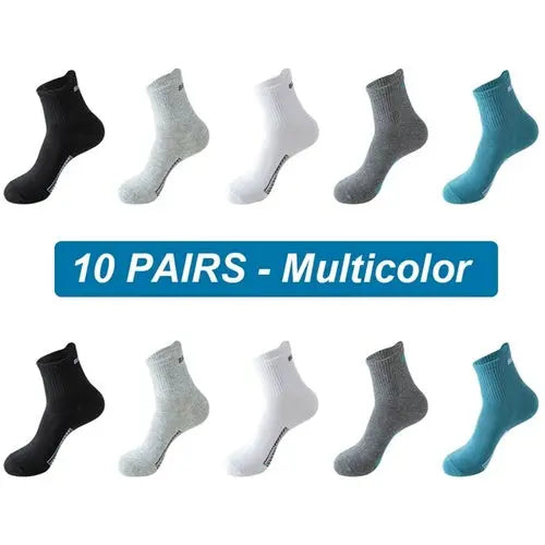 10Pairs New Men Socks Organic Cotton Breathable Sports Socks  Black 46-48MULTI Socks 103.36 EZYSELLA SHOP