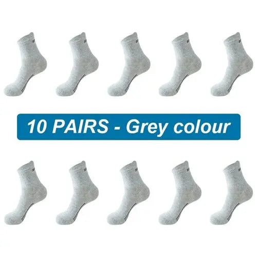 10Pairs New Men Socks Organic Cotton Breathable Sports Socks  Black 46-48Gray Socks 103.36 EZYSELLA SHOP