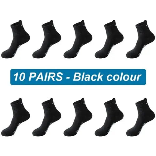 10Pairs New Men Socks Organic Cotton Breathable Sports Socks  Black 46-48Black Socks 103.36 EZYSELLA SHOP