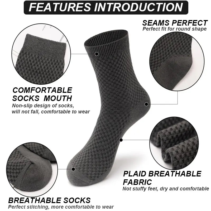 10pairs/lot Men's Bamboo Fiber Socks Long Black Business Soft  Socks 91.36 EZYSELLA SHOP