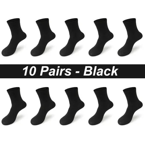 10pairs/lot Men's Bamboo Fiber Socks Long Black Business Soft 46-48Black Socks 83.88 EZYSELLA SHOP