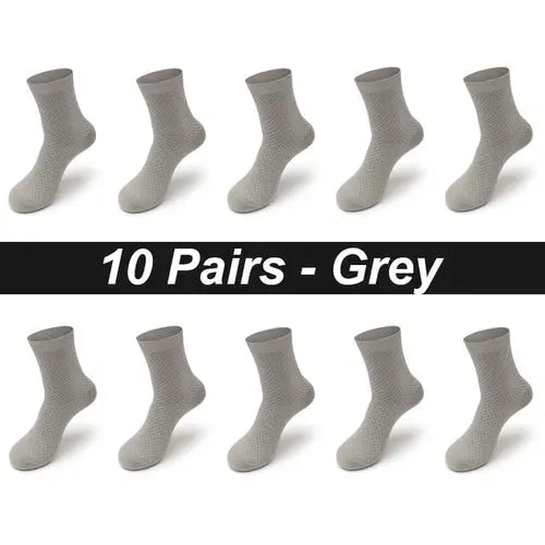 10pairs/lot Men's Bamboo Fiber Socks Long Black Business Soft 46-48Gray Socks 83.88 EZYSELLA SHOP