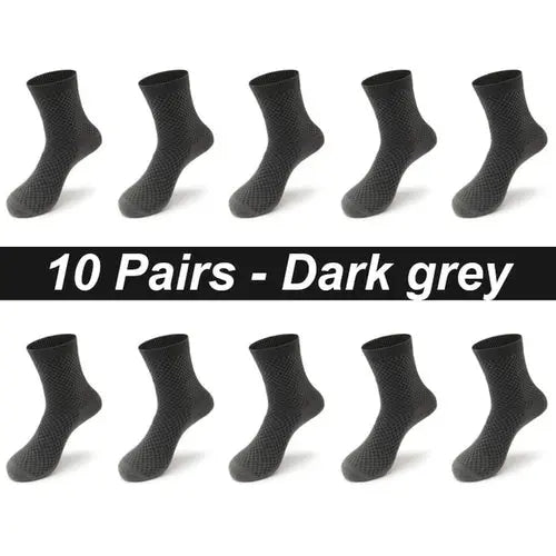 10pairs/lot Men's Bamboo Fiber Socks Long Black Business Soft 46-48DarkGrey Socks 83.88 EZYSELLA SHOP