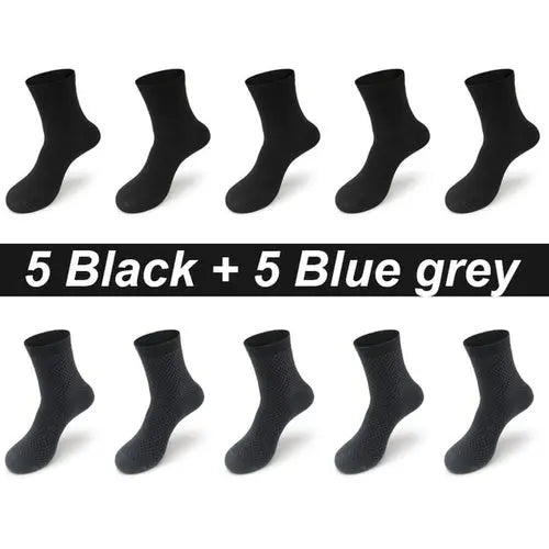 10pairs/lot Men's Bamboo Fiber Socks Long Black Business Soft 46-48Clear Socks 83.88 EZYSELLA SHOP
