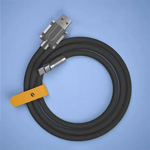 120W 6A Super Fast Charge Liquid Silicone Cable Type-C Charger Data Cable For Xiaomi Huawei Samsung Zinc USB Bold Data Line 1m Black2MMicroUSB  31.00 EZYSELLA SHOP
