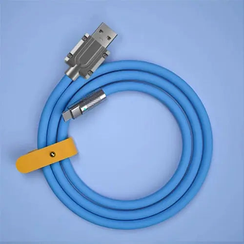 120W 6A Super Fast Charge Liquid Silicone Cable Type-C Charger Data Cable For Xiaomi Huawei Samsung Zinc USB Bold Data Line 1m Blue2MMicroUSB  31.00 EZYSELLA SHOP
