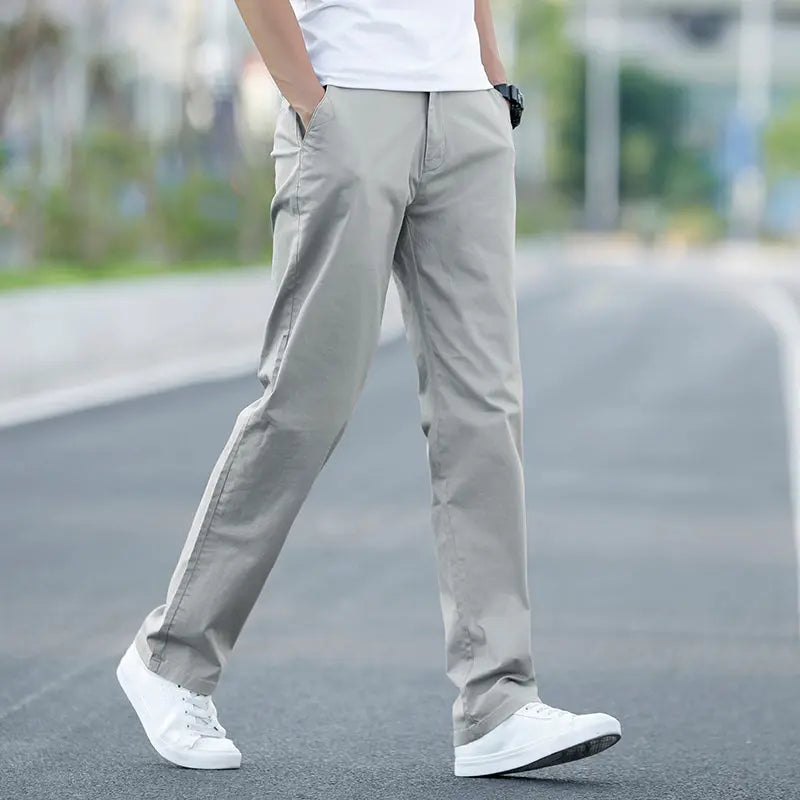 2022 Summer New Men's Thin Cotton Khaki Casual Pants Business Solid  Apparel & Accessories > Clothing > Pants 103.29 EZYSELLA SHOP