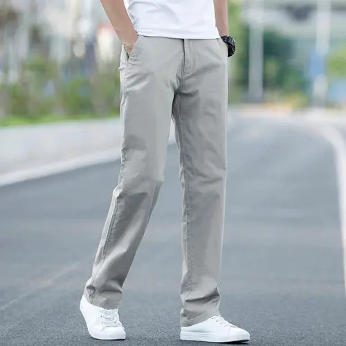 2022 Summer New Men's Thin Cotton Khaki Casual Pants Business Solid 42Gray Apparel & Accessories > Clothing > Pants 122.77 EZYSELLA SHOP