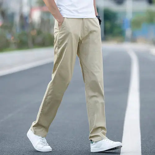 2022 Summer New Men's Thin Cotton Khaki Casual Pants Business Solid 42Khaki Apparel & Accessories > Clothing > Pants 122.77 EZYSELLA SHOP