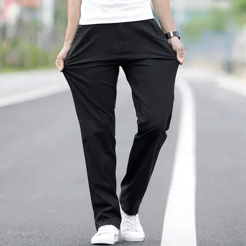 2022 Summer New Men's Thin Cotton Khaki Casual Pants Business Solid 42Black Apparel & Accessories > Clothing > Pants 122.77 EZYSELLA SHOP