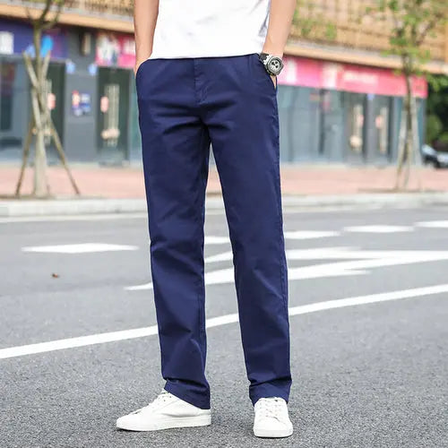 2022 Summer New Men's Thin Cotton Khaki Casual Pants Business Solid 42Blue Apparel & Accessories > Clothing > Pants 122.77 EZYSELLA SHOP
