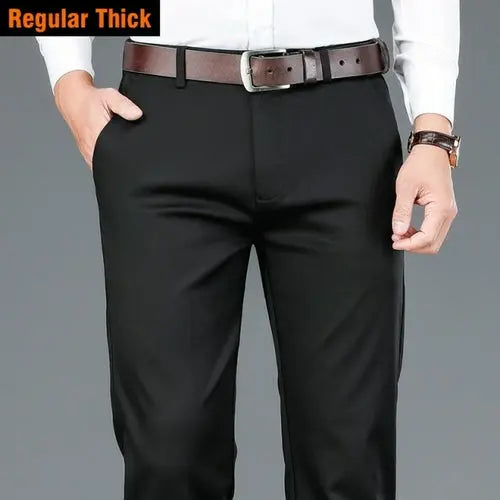 2023 Autumn New Men's Bamboo Fiber Casual Pants Classic Style Business 42Regular-Black Apparel & Accessories > Clothing > Pants 61.97 EZYSELLA SHOP