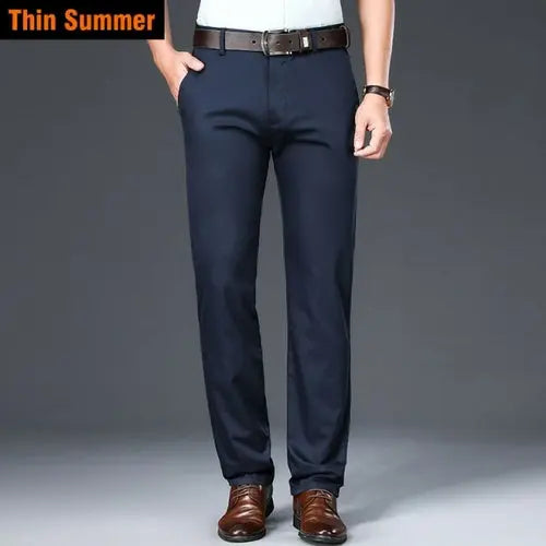 2023 Autumn New Men's Bamboo Fiber Casual Pants Classic Style Business 42Thin-Royalblue Apparel & Accessories > Clothing > Pants 56.31 EZYSELLA SHOP