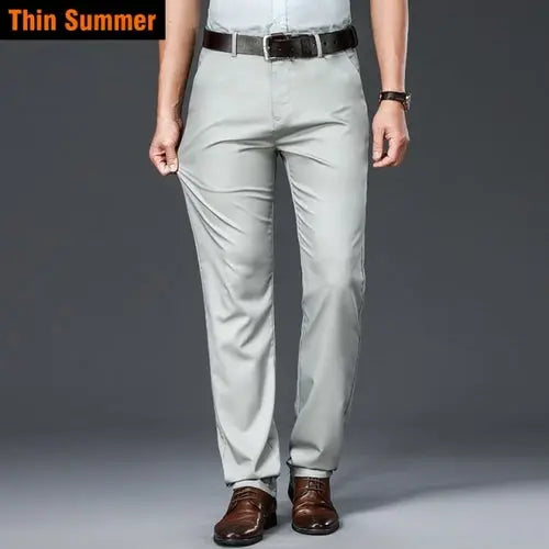 2023 Autumn New Men's Bamboo Fiber Casual Pants Classic Style Business 42Thin-BeanGreen Apparel & Accessories > Clothing > Pants 56.31 EZYSELLA SHOP