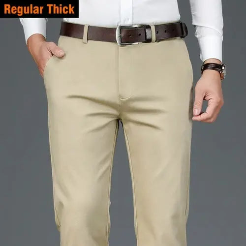 2023 Autumn New Men's Bamboo Fiber Casual Pants Classic Style Business 42Regular-Khaki Apparel & Accessories > Clothing > Pants 61.97 EZYSELLA SHOP