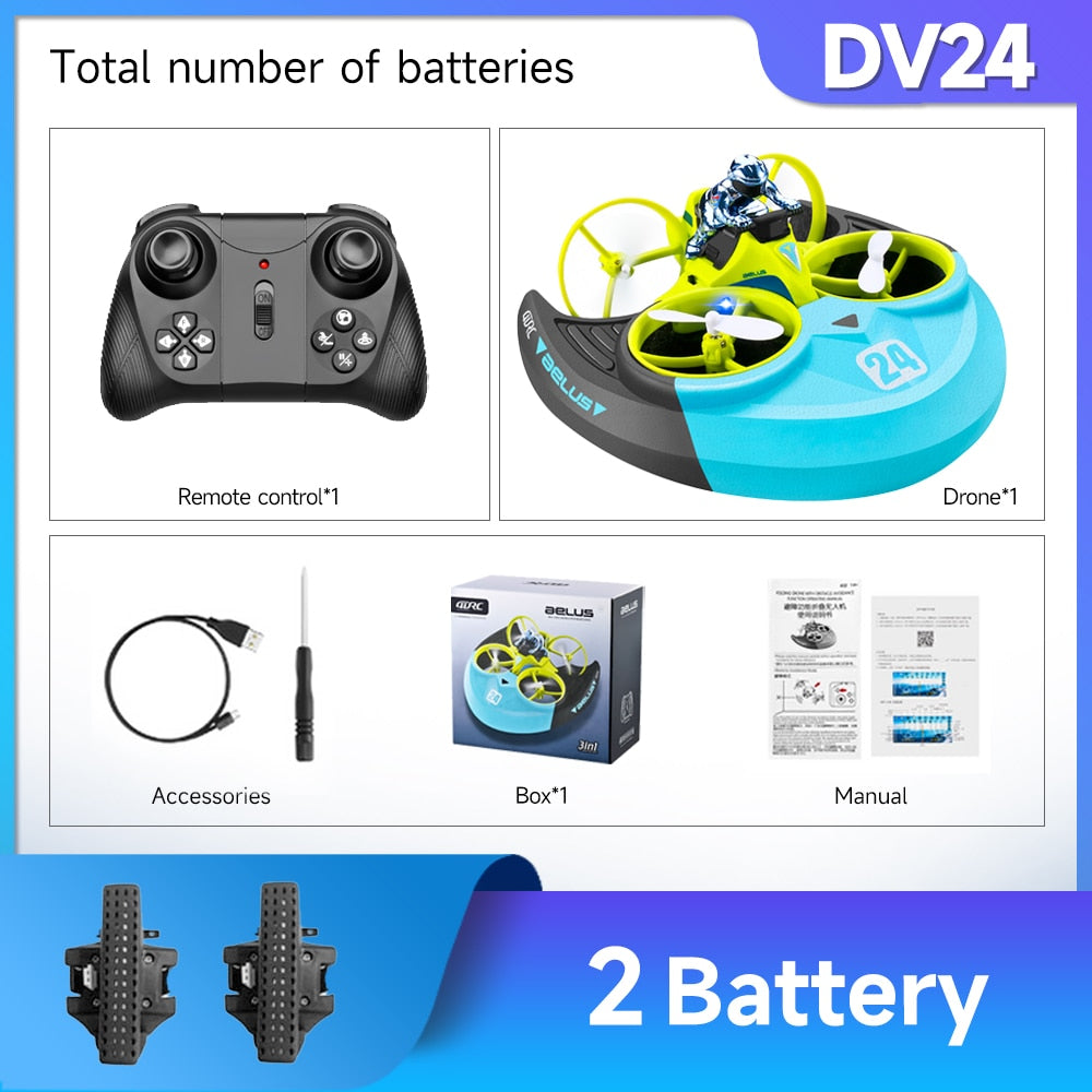2023 NEW V24 Mini Drone Air/Land/Water Driving Quadcopter 3 In 1 RC Drone Toys for Children Outdoor RC Airplane V24GN2BMexico Toys & Games > Toys > Remote Control Toys 88.06 EZYSELLA SHOP