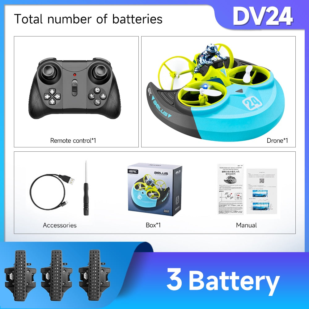 2023 NEW V24 Mini Drone Air/Land/Water Driving Quadcopter 3 In 1 RC Drone Toys for Children Outdoor RC Airplane V24GN3BMexico Toys & Games > Toys > Remote Control Toys 96.33 EZYSELLA SHOP