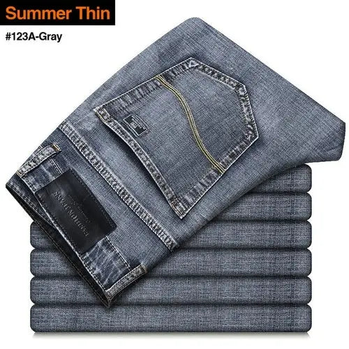 2023 New Men's Jeans Classic Style Business Casual Advanced Stretch 40Thin123A-Gray Apparel & Accessories > Clothing > Pants 54.75 EZYSELLA SHOP