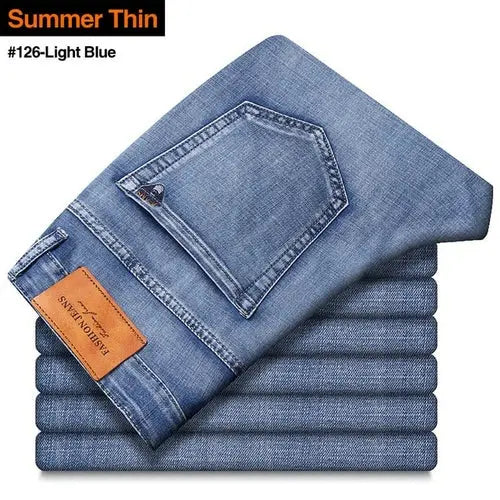 2023 New Men's Jeans Classic Style Business Casual Advanced Stretch 40Thin126-LightBlue Apparel & Accessories > Clothing > Pants 54.75 EZYSELLA SHOP