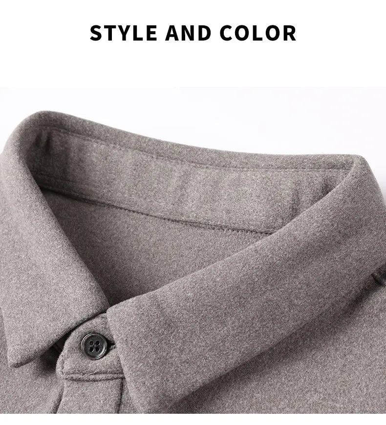 2023 Spring New Men's Business Casual Brushed Long Sleeve Shirt  Apparel & Accessories > Clothing > Shirts & Tops 65.79 EZYSELLA SHOP