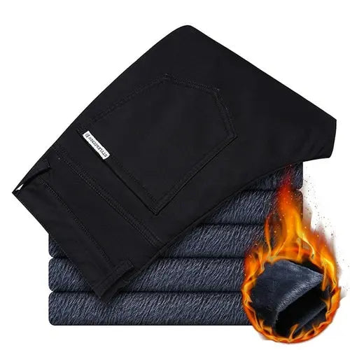 2023 Winter New Men's Warm Thick Casual Pants Business Fashion Black 38Black Apparel & Accessories > Clothing > Pants 74.64 EZYSELLA SHOP