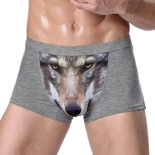 4XL Large Size Male Underwear Funny Cool Underpants Wolf Modal U EuropeXLAsia4XLGreywolf Underwear 23.96 EZYSELLA SHOP