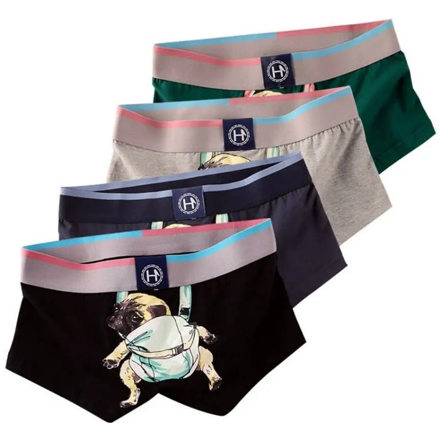 4pcs Men's Pugs Underpants Funny Men Underwear Pug Cartoon Boxer Man Cotton  Underwear 65.31 EZYSELLA SHOP