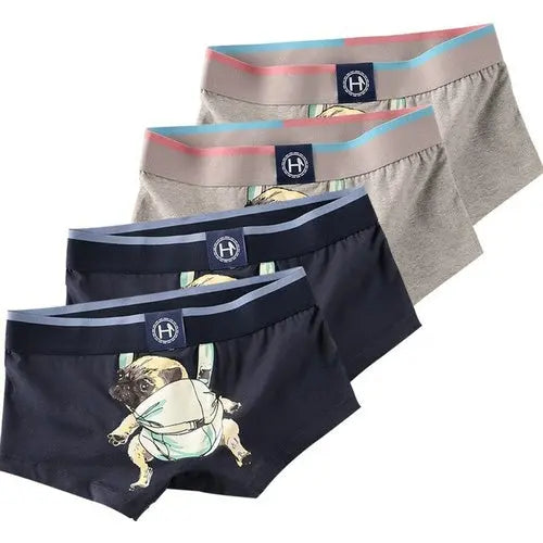 4pcs Men's Pugs Underpants Funny Men Underwear Pug Cartoon Boxer Man Cotton XXLAuburn Underwear 65.31 EZYSELLA SHOP