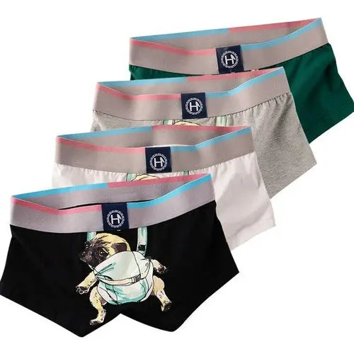 4pcs Men's Pugs Underpants Funny Men Underwear Pug Cartoon Boxer Man Cotton XXLBeige Underwear 65.31 EZYSELLA SHOP