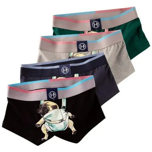 4pcs Men's Pugs Underpants Funny Men Underwear Pug Cartoon Boxer Man Cotton XXLBlack Underwear 65.31 EZYSELLA SHOP