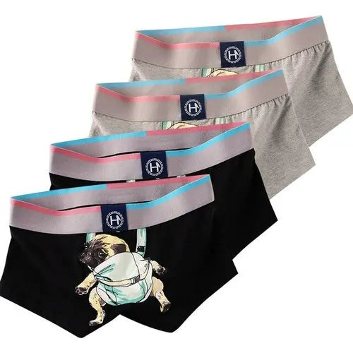 4pcs Men's Pugs Underpants Funny Men Underwear Pug Cartoon Boxer Man Cotton XXLSkyblue Underwear 65.31 EZYSELLA SHOP
