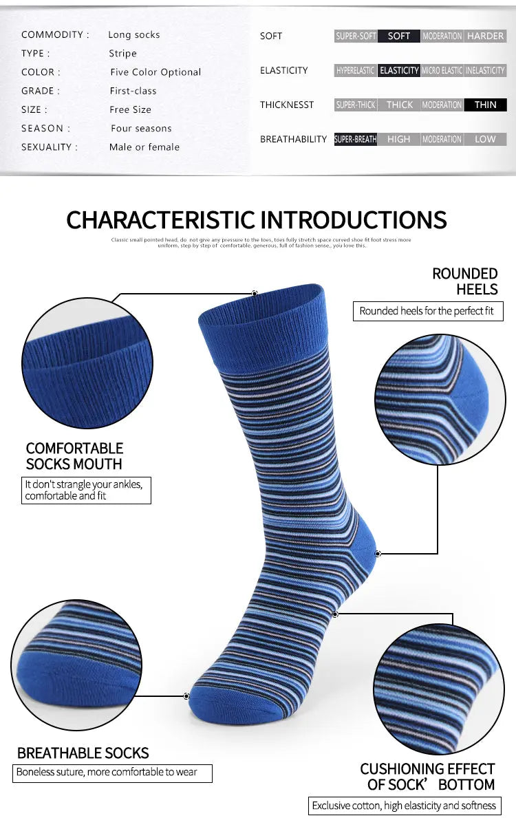 5Pair/lot Striped Men's Socks Large Size Combed Cotton  Breathable  Socks 91.55 EZYSELLA SHOP