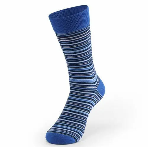 5Pair/lot Striped Men's Socks Large Size Combed Cotton  Breathable 44-46M-LBlue Socks 91.55 EZYSELLA SHOP