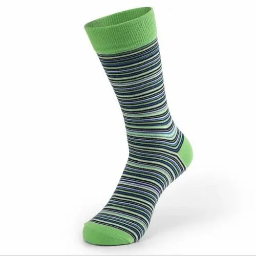 5Pair/lot Striped Men's Socks Large Size Combed Cotton  Breathable 44-46M-LGreen Socks 91.55 EZYSELLA SHOP