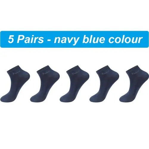 5Pairs Men's Bamboo Fiber Socks Short Summer Casual Breatheable Anti 42-44NavyBlue Socks 83.69 EZYSELLA SHOP