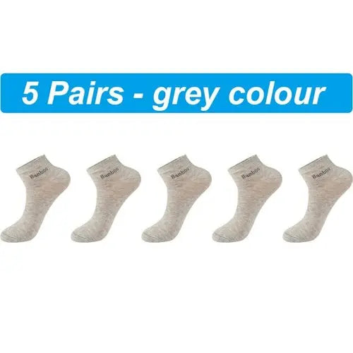 5Pairs Men's Bamboo Fiber Socks Short Summer Casual Breatheable Anti 42-44Gray Socks 83.69 EZYSELLA SHOP