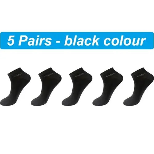 5Pairs Men's Bamboo Fiber Socks Short Summer Casual Breatheable Anti 42-44Black Socks 83.69 EZYSELLA SHOP