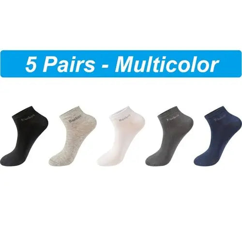 5Pairs Men's Bamboo Fiber Socks Short Summer Casual Breatheable Anti 42-44MULTI Socks 83.69 EZYSELLA SHOP