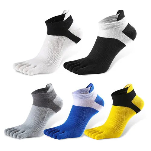 5pairs / Lot Summer Men Socks Cotton Five-finger Male Short Socks High MULTI Socks 64.26 EZYSELLA SHOP