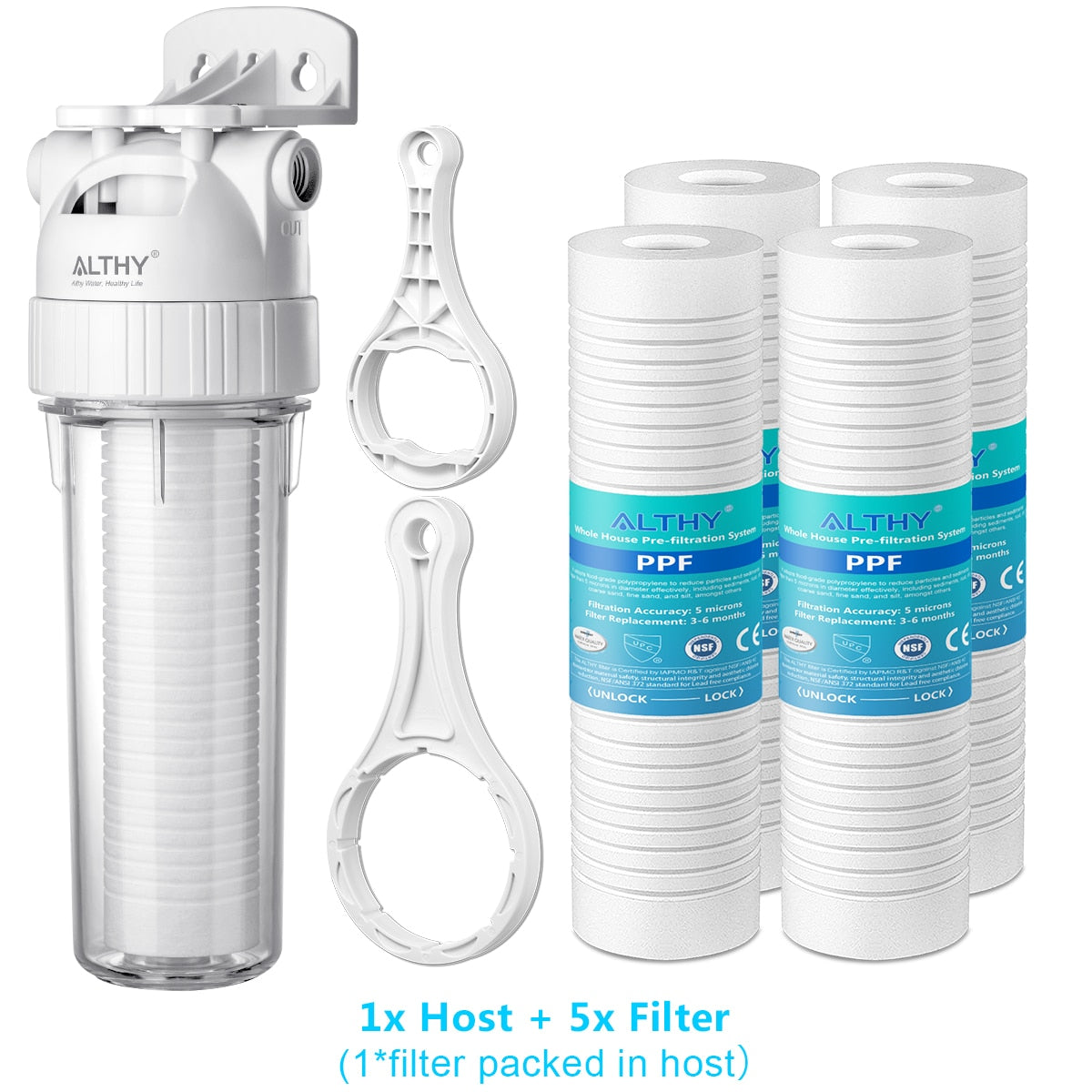 ALTHY 5 Micron Whole House Sediment Water Filter System Prefilter Purifier, 10 Inch PPFcotton Pre filter Hostand5xFilterChina Hardware > Plumbing > Water Dispensing & Filtration 212.99 EZYSELLA SHOP