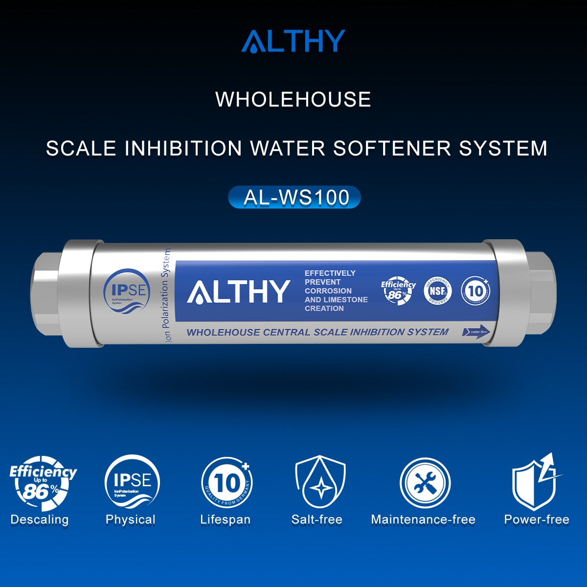 ALTHY AL-WS100 IPS Whole House Scale Inhibition Water Softener Machine System Descaler  Anti Limescale Corrosion & Hard water  Hardware > Plumbing > Water Dispensing & Filtration 437.42 EZYSELLA SHOP