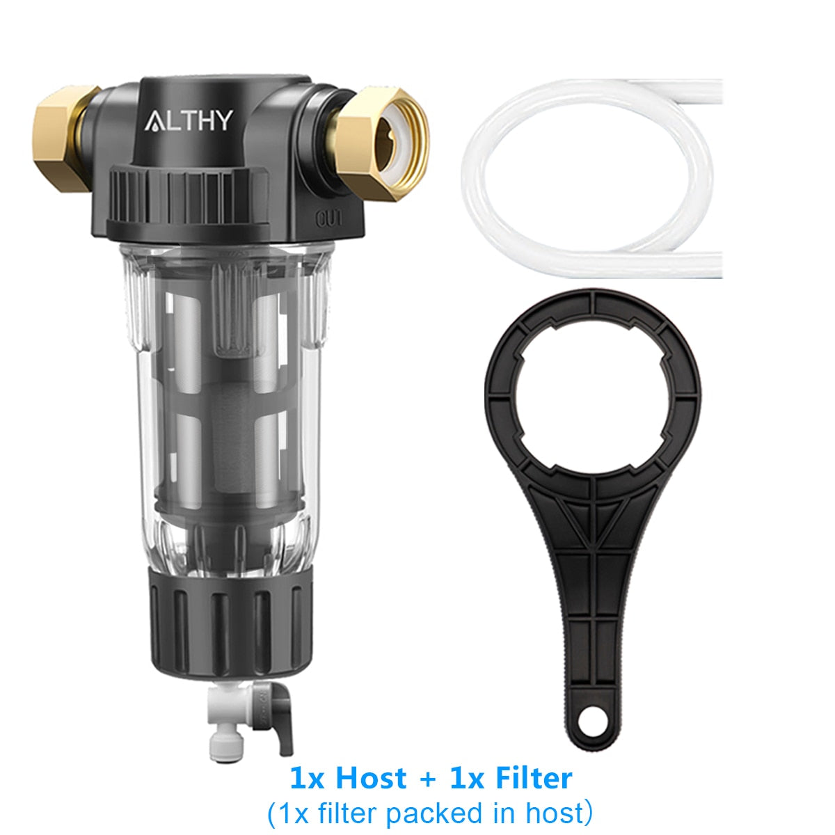 ALTHY Pre filter Whole House Spin Down Sediment Water Filter Central Prefilter Purifier System Backwash Stainless Steel Mesh Hostand1xFilterChina Hardware > Plumbing > Water Dispensing & Filtration 132.99 EZYSELLA SHOP