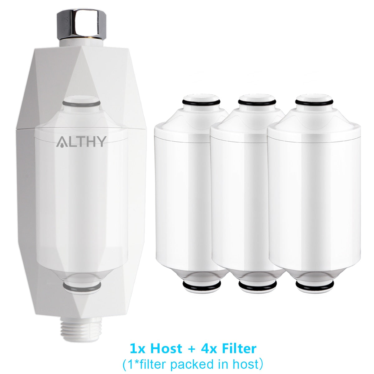 ALTHY Vitamin C Revitalizing Shower Water Filter - Reduces Dry Itchy Skin, Dandruff, Eczema, Dramatically & Improves Skin, Hair 1xHostand4xFilterChina Hardware > Plumbing > Water Dispensing & Filtration 152.47 EZYSELLA SHOP
