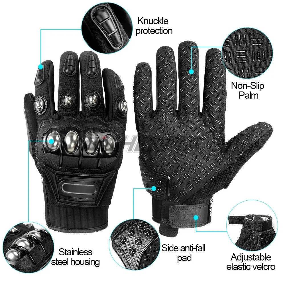 Alloy Steel Knuckle Motorcycle Gloves Full Finger Motocross Gloves  Apparel & Accessories > Clothing Accessories > Gloves & Mittens 73.99 EZYSELLA SHOP