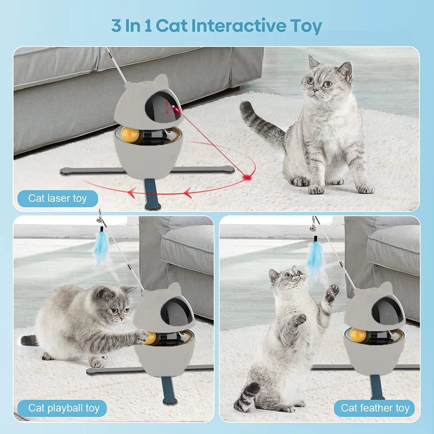 Atuban Interactive Cat Toys, 4-in-1 Cat Feather Toy Cat Laser Toys  Animals & Pet Supplies > Pet Supplies > Cat Supplies > Cat Toys 71.14 EZYSELLA SHOP